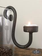 Smeedijzeren S glashaak hangkandelaar waxine stoer landelijk, Huis en Inrichting, Woonaccessoires | Kandelaars en Kaarsen, Overige materialen
