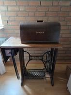 Antieke Singer Naaimachine met Houten Kast en Trapmechaniek, Ophalen