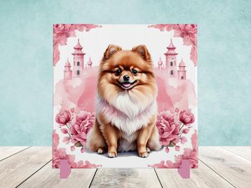 Pomeranian Delfts Roze tegel incl houder beschikbaar voor biedingen