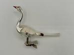 Oude kerstbal zilveren zwaan op klem, Diversen, Kerst, Ophalen of Verzenden, Gebruikt