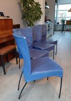 Montis Spica eetkamerstoelen, 4x, blauw Leer., Blauw, Vier, Design, Gebruikt