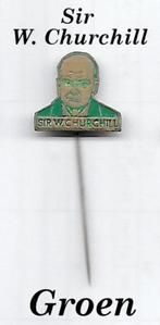 sp211 (groen ) speldje van Sir Winston Churchill, Verzamelen, Ophalen of Verzenden, Gebruikt