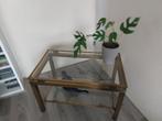 Glazen bijzettafel met gouden frame 70x40x45 cm, Ophalen, Minder dan 45 cm, Minder dan 55 cm, Gebruikt