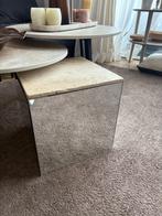 Bijzettafel spiegel en travertin, Ophalen, Rechthoekig, Minder dan 55 cm
