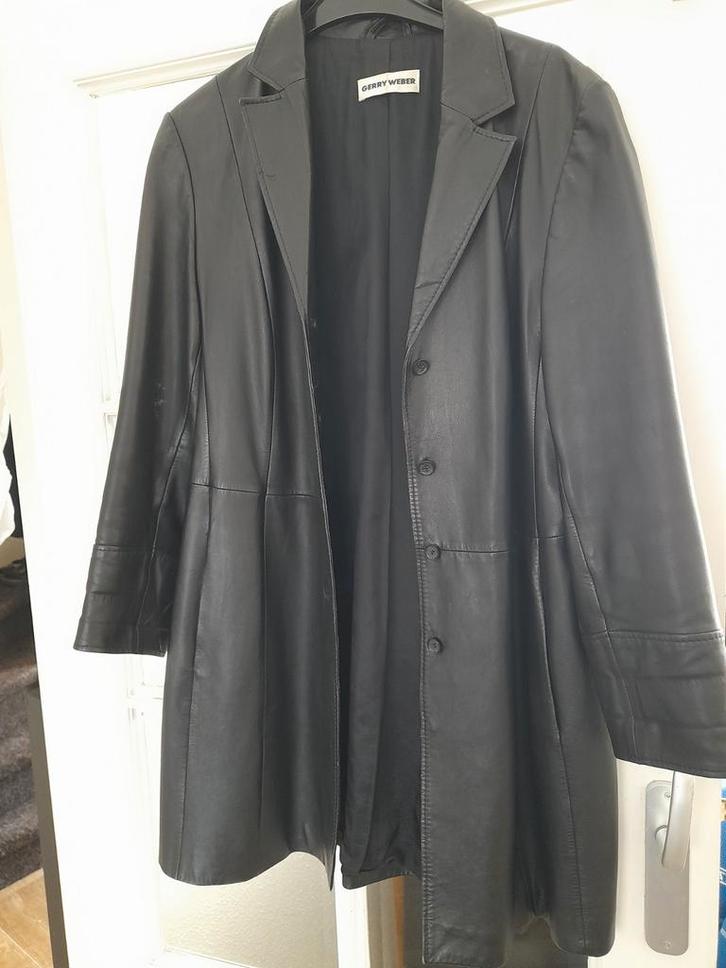 Gerry Weber Leren Jas Maat 44, Kleding | Dames, Jassen | Zomer, Gedragen, Maat 42/44 (L), Zwart, Ophalen of Verzenden