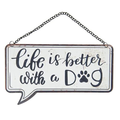 Wandbordje life is better with a dog, Tuin en Terras, Tuinwanddecoratie, Nieuw, Ophalen of Verzenden