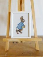 Schilderij borduur werk Peter konijn ingelijst, Antiek en Kunst, Ophalen of Verzenden