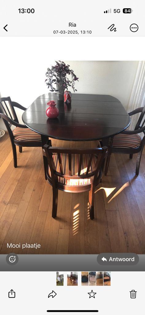 Eettafel met 4 stoelen kwaliteit ophalen in Sleen Drente, Huis en Inrichting, Complete eetkamers, Gebruikt, Ophalen