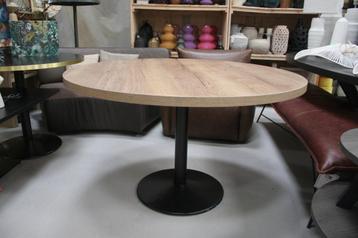 Mooie ronde tafel eettafel met 1 poot metaal houtlook Ø130 beschikbaar voor biedingen