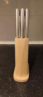 Messenset met houten blok, Huis en Inrichting, Nieuw, Ophalen of Verzenden, Rvs of Chroom, Vaatwasserbestendig