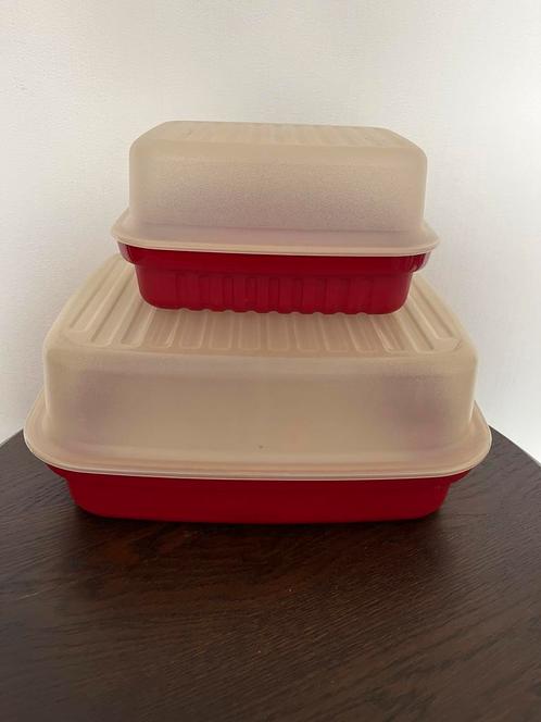 Tupperware; set van 2 brooddozen; kornuit, Huis en Inrichting, Keuken | Tupperware, Zo goed als nieuw, Bus of Trommel, Wit, Rood