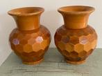 2 x vintage houten vaas. La Courtine - Frankrijk handgemaakt, Ophalen, Overige materialen, Overige kleuren, Zo goed als nieuw