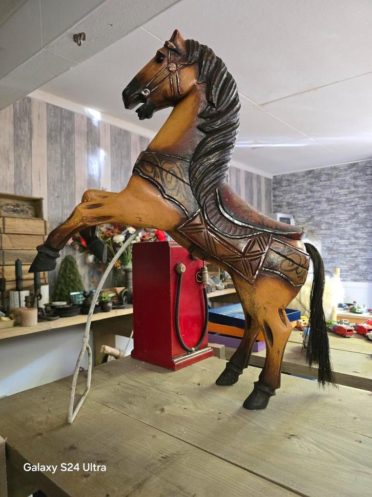 Antieke Carrousel paardje 70cm hoog, Antiek en Kunst, Curiosa en Brocante, Ophalen