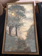 Vintage Aquarel Schilderij met Bomen, Antiek en Kunst, Kunst | Schilderijen | Klassiek, Ophalen of Verzenden