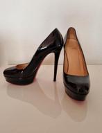Zgan Christian Louboutin Paris pumps, maat 38,5, zwart lak, Kleding | Dames, Schoenen, Pumps, Zwart, Ophalen of Verzenden, Zo goed als nieuw