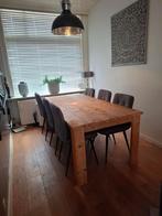 Eetkamerset: Steigerhouten tafel + 6 stoelen, Huis en Inrichting, Complete eetkamers, Ophalen, Gebruikt, Stoer, Industrieel, 4 tot 6 stoelen