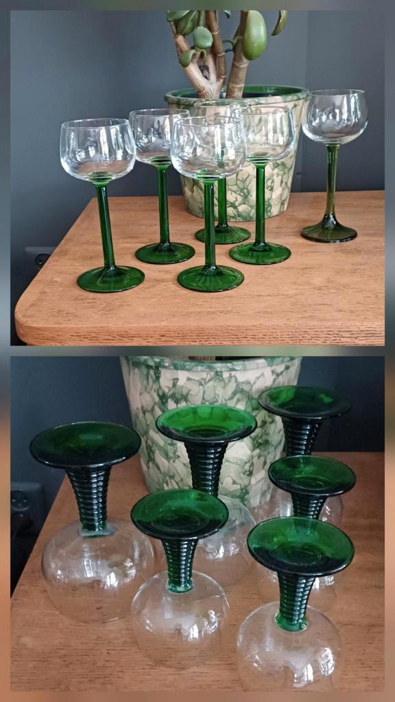 12 vintage Franse & Roemer wijnglazen, Verzamelen, Glas en Borrelglaasjes, Zo goed als nieuw, Overige typen, Ophalen