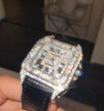 Cartier Santos 100 FullDiamond, Overige merken, Overige materialen, Leer, Polshorloge