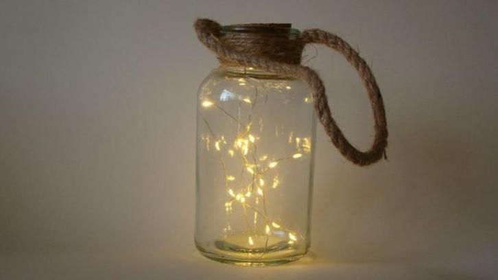 Fles met touw, kurk en 20 led-lampjes (21 cm) p/st., Huis en Inrichting, Woonaccessoires | Overige, Nieuw, Ophalen of Verzenden