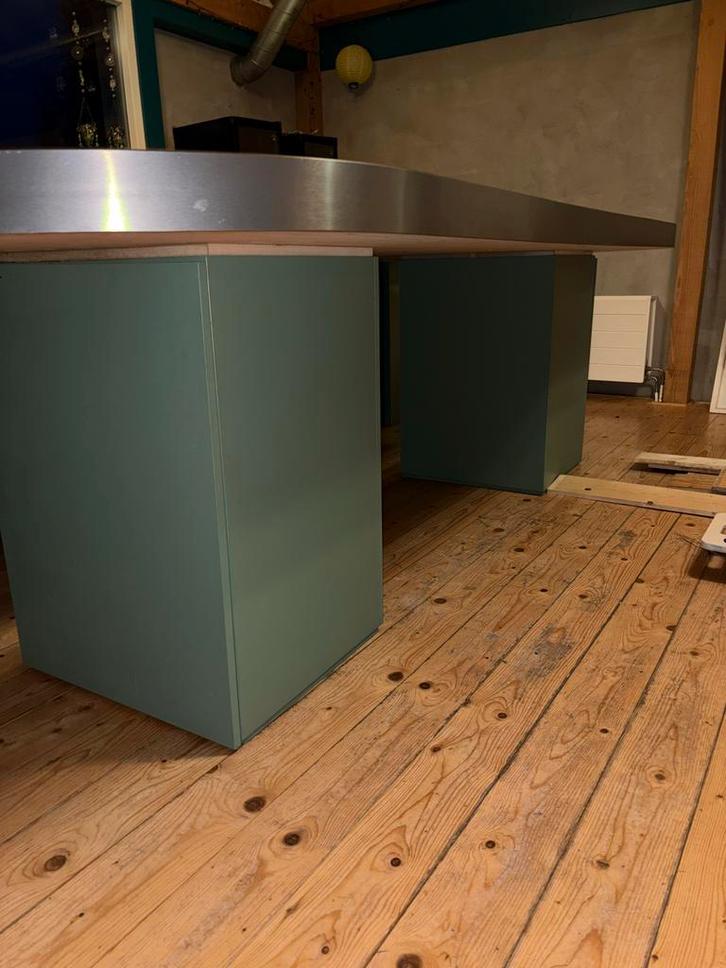 Groene Bar/Werktafel - 2 Delen, Antiek en Kunst, Antiek | Meubels | Tafels, Ophalen of Verzenden