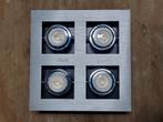 Plafondlamp met 4 Spots - 25x25cm, Ophalen, Gebruikt, Metaal, Modern