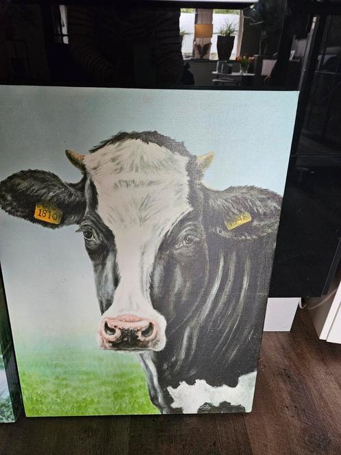 Mooie koeienprinten  op canvas!, Huis en Inrichting, Woonaccessoires | Schilderijen, Tekeningen en Foto's, Gebruikt, Schilderij