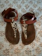 Leren sandalen met ponyhaar print, Verzenden, Gedragen, Bruin, Sandalen of Muiltjes