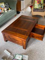 Stevige Houten Salontafel met Opbergruimte, Ophalen, Gebruikt, 100 tot 150 cm, Teakhout