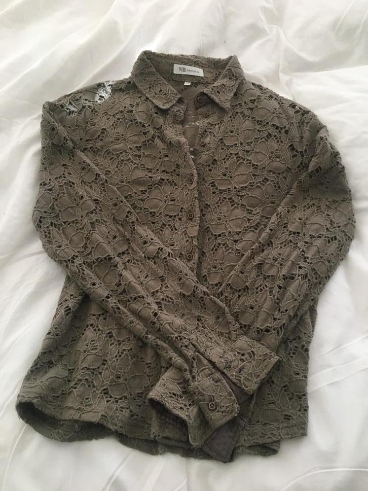 Nadine blouse bruin-groen maat 42, Kleding | Dames, Blouses en Tunieken, Gedragen, Maat 42/44 (L), Groen, Verzenden