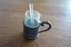 Miniatuur Tinnen '' KOPJE met  GLAS en LEPELTJE '', Ophalen of Verzenden