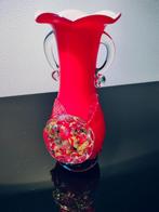Italie Murano Vaas Glas Rood Eclectisch Pontil 1960, Antiek en Kunst, Ophalen of Verzenden