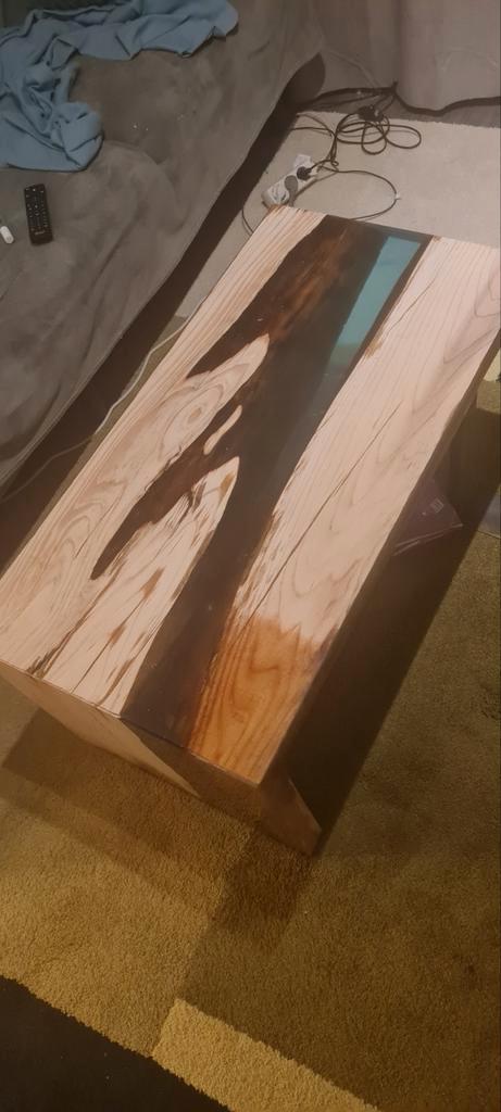 Unieke Epoxy Watervaltafel - Zelfbouw, Huis en Inrichting, Tafels | Salontafels, Ophalen of Verzenden