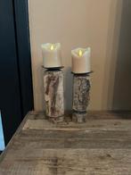 Oude houten kandelaren, Huis en Inrichting, Woonaccessoires | Kandelaars en Kaarsen, Ophalen of Verzenden, Nieuw, Hout, Minder dan 25 cm