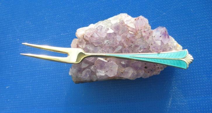 Zilveren David Anderson cocktail vorkje 925/1000, Antiek en Kunst, Antiek | Goud en Zilver, Goud, Verzenden