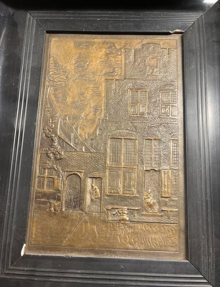 Zeldzaam bronzen reliëf van Johannes Vermeer (20e eeuw), Antiek en Kunst, Antiek | Koper en Brons, Brons, Ophalen of Verzenden