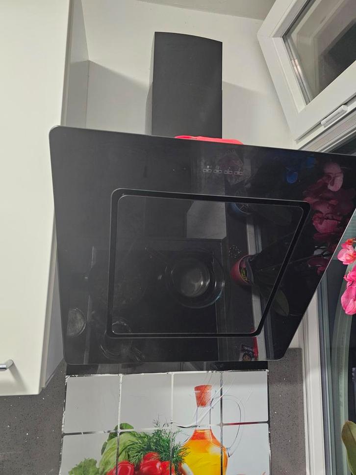 Schuine Wandschouw Afzuigkap van 60 cm, Witgoed en Apparatuur, Afzuigkappen, Gebruikt, Vrijstaand, Wandschouwkap, 400 tot 600 m³ per uur