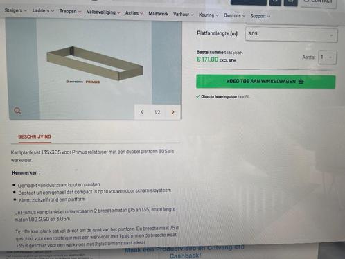 Kantplanken set 305x135 scharnierend nieuw, Doe-het-zelf en Verbouw, Steigers, Nieuw, Rolsteiger of Kamersteiger, Minder dan 2 meter
