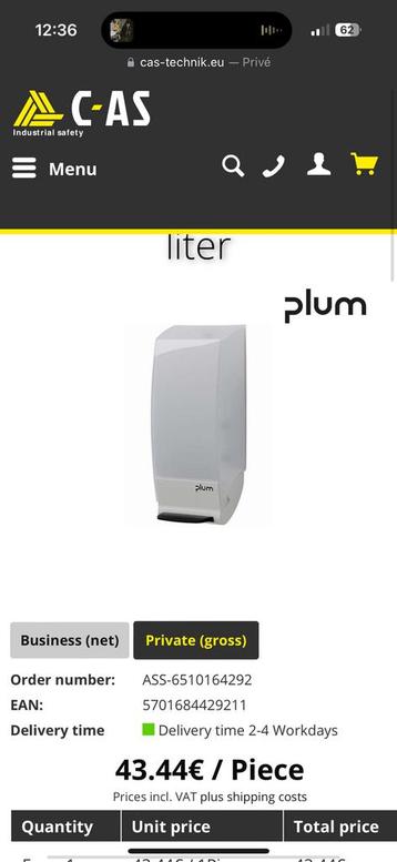 Combiplum Dispenser 1 liter beschikbaar voor biedingen