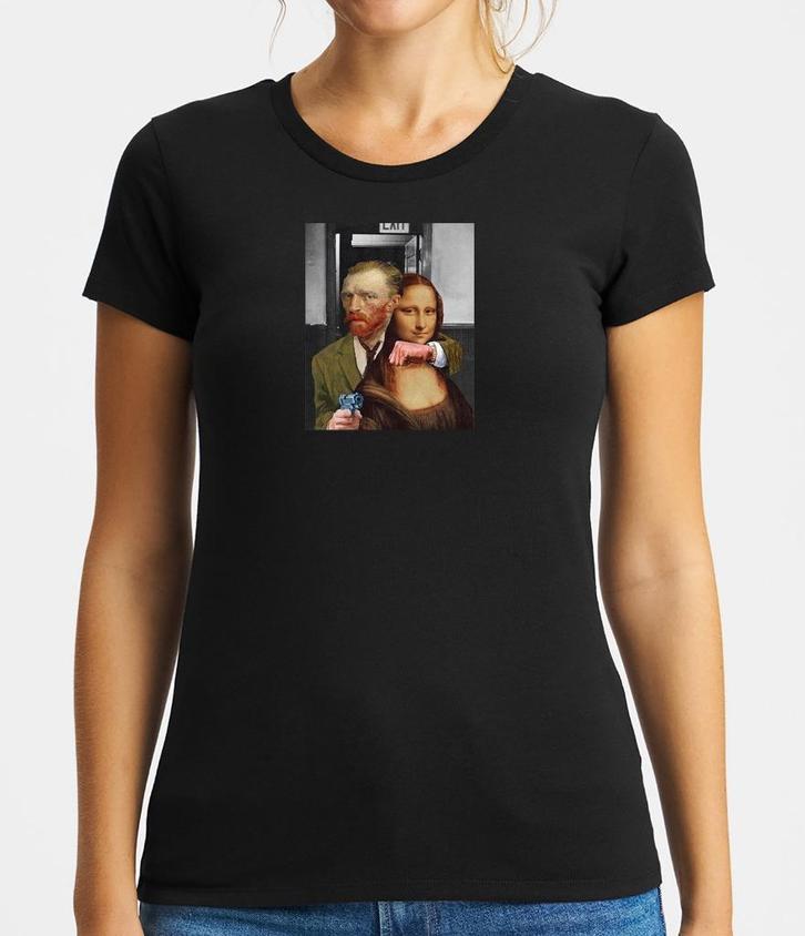 Mona Lisa & Van Gogh T-shirt dames XS,S,M,L,XL,2XL,3XL Nieuw, Kleding | Dames, T-shirts, Nieuw, Maat 46/48 (XL) of groter, Korte mouw