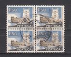 Portugal blokje van 4 met een Fort met mensen, Verzenden, Portugal, Gestempeld
