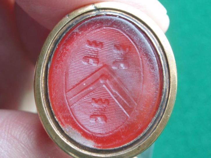 Signet brons carneool  Wapenschild  eind 18e eeuw, Antiek en Kunst, Antiek | Koper en Brons, Brons, Ophalen of Verzenden