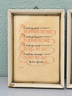 Twee Vintage wandbordjes met spreuk gezegde tekst wc deco, Ophalen of Verzenden, A, A, A