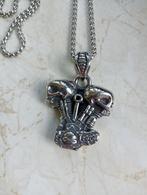 Harley Davidson motorblok hanger Skull RVS met ketting, Nieuw, Overige materialen, Zilver, Overige voorstellingen