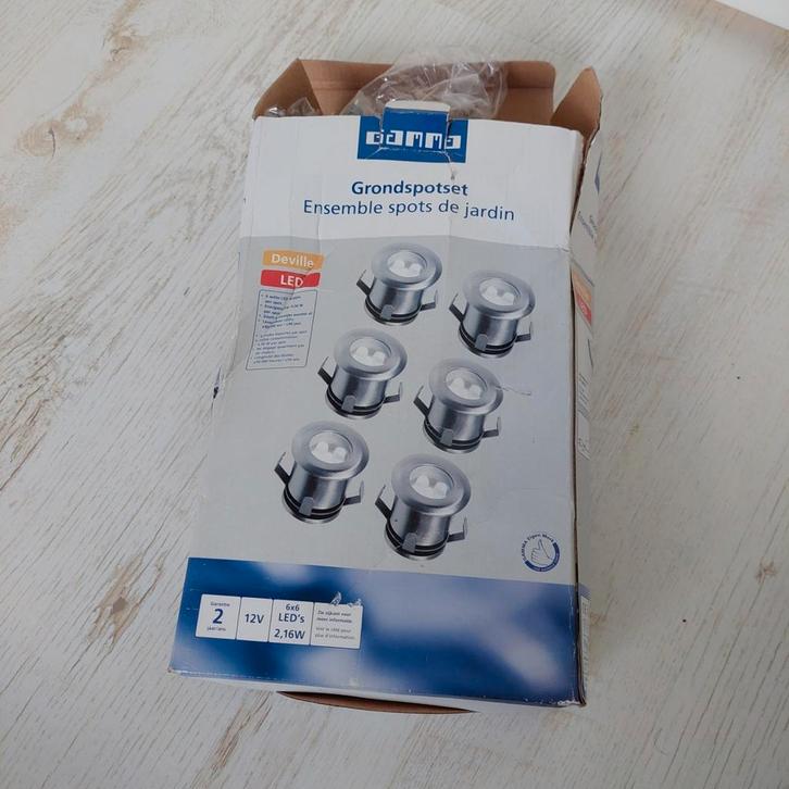 gamma grondspotsets 2 keer 6 spots, voor terras of oprit, Tuin en Terras, Buitenverlichting, Zo goed als nieuw, Spots, Minder dan 50 watt