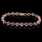 armband 925 zilver 14 k rood goud verguld met Amethist peer, Paars, Nieuw, Ophalen of Verzenden, Met edelsteen