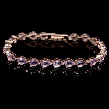 armband 925 zilver 14 k rood goud verguld met Amethist peer beschikbaar voor biedingen