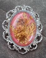 Vintage speld  Broche met Droogbloemen, Sieraden, Tassen en Uiterlijk, 4 tot 7 cm, Gebruikt, Ophalen of Verzenden, Zilver