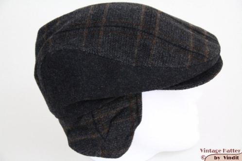 kleine Vintage Platte pet grijs en bruin met oorwarmer 53, Kinderen en Baby's, Kinderkleding | Petten en Hoeden, Zo goed als nieuw