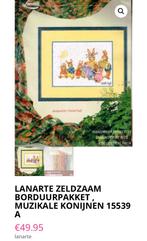 BORDUURPAKKET LANARTE MUZIKALE KONIJNEN ZELDZAAM, Verzenden, Nieuw, Handborduren, Borduurpakket