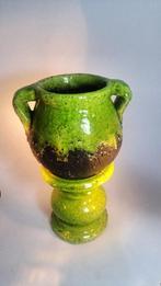 Vintage vaas / pot, Groen craquelé glazuur, retro jaren '70, Antiek en Kunst, Ophalen of Verzenden